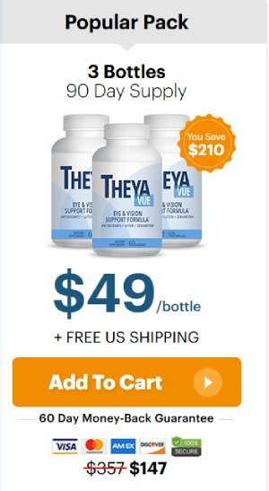 Three-bottle pack of TheyaVue eye supplement for enhanced eye health and sharper vision